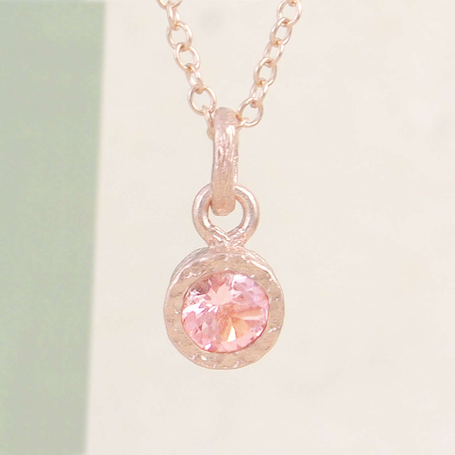 Tourmaline October Birthstone Rose Gold plated Silver Necklace 
