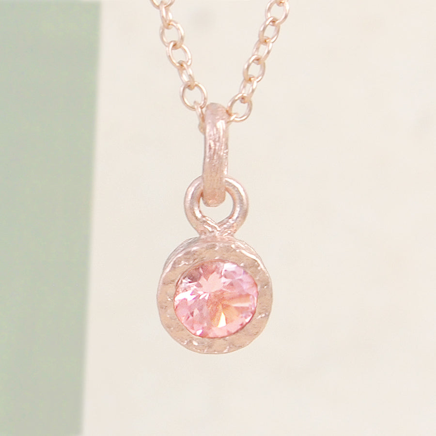 Pink Tourmaline October Birthstone Silver Necklace