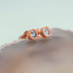 Blue Topaz Rose Gold plated Silver November Birthstone Stud Earrings