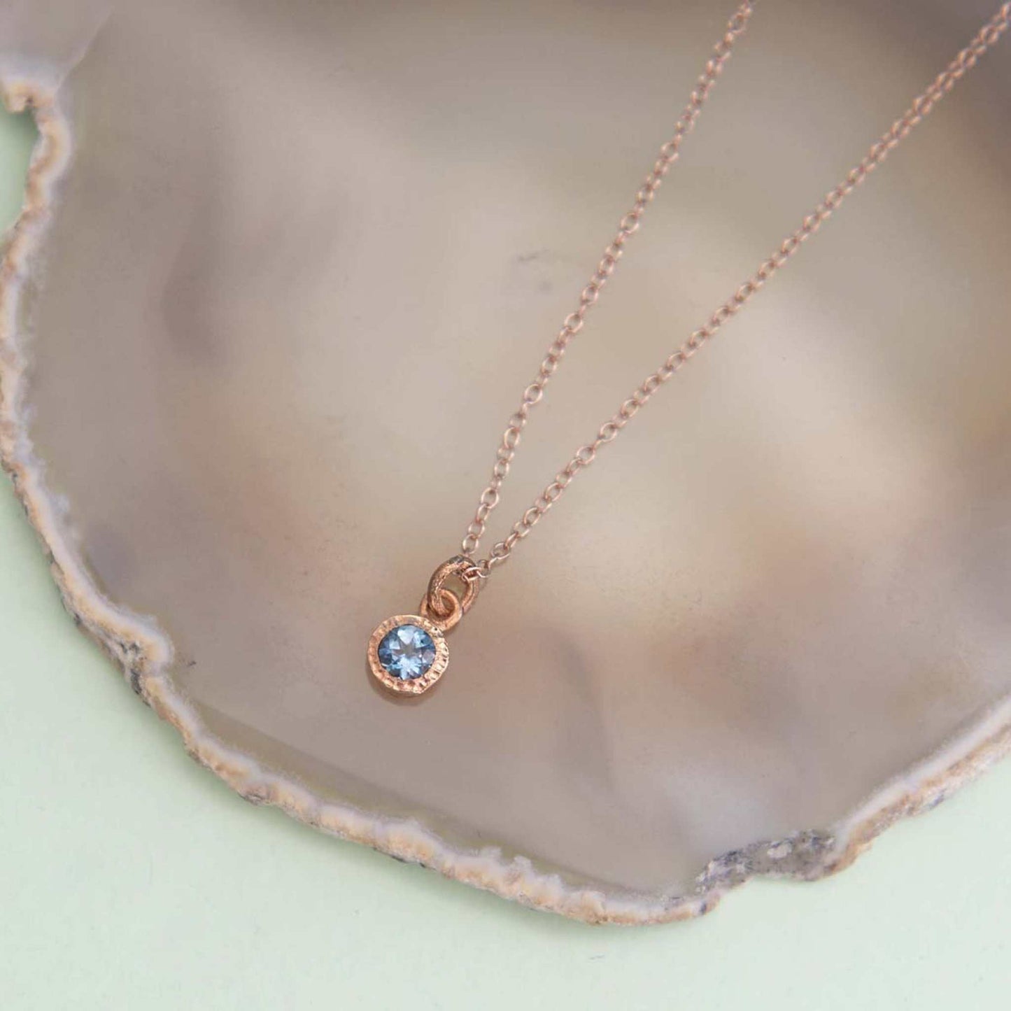 Blue Topaz Rose Gold plated  Silver November Birthstone Pendant Necklace