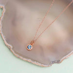 Blue Topaz Rose Gold plated  Silver November Birthstone Pendant Necklace