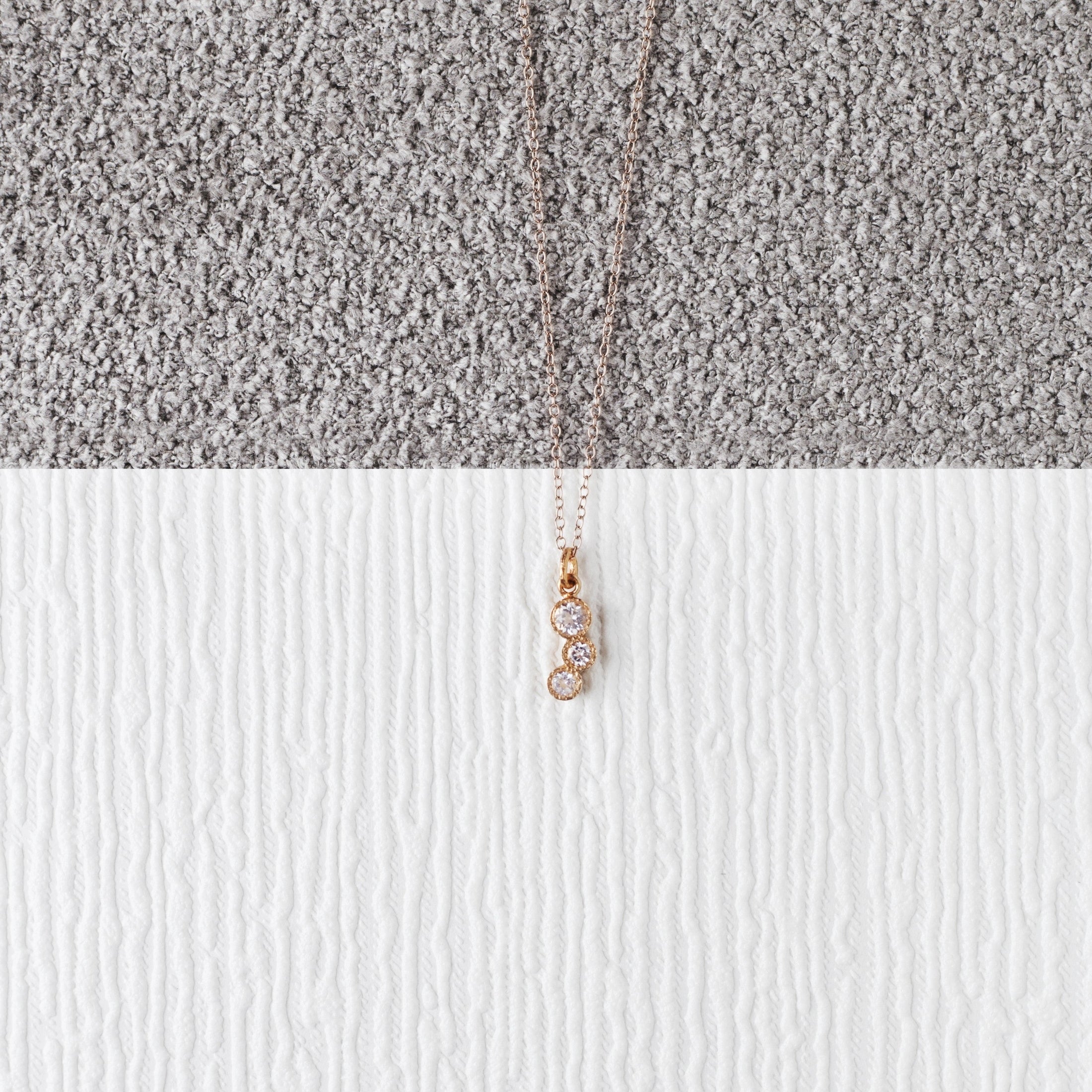 White Topaz Three Stone Silver November Birthstone Pendant Necklace ...