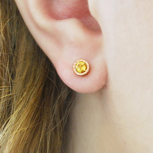 Citrine Gold plated Silver November Birthstone Stud Earrings