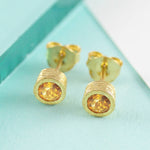 Citrine 18kt Gold plated Silver November Birthstone Stud Earrings