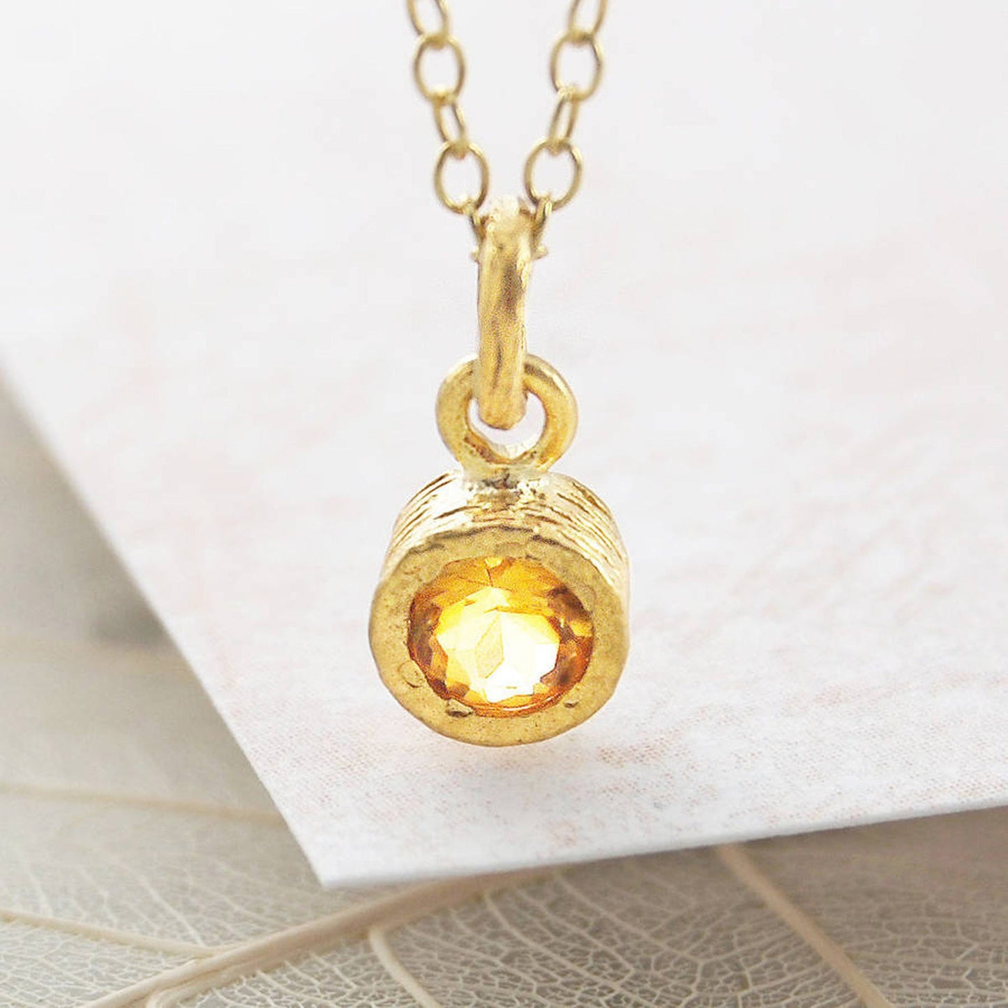 Citrine Gold plated Silver November Birthstone Pendant Necklace