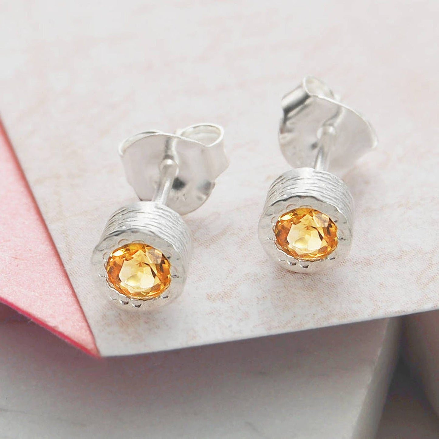 Citrine Sterling Silver November Birthstone Stud Earrings