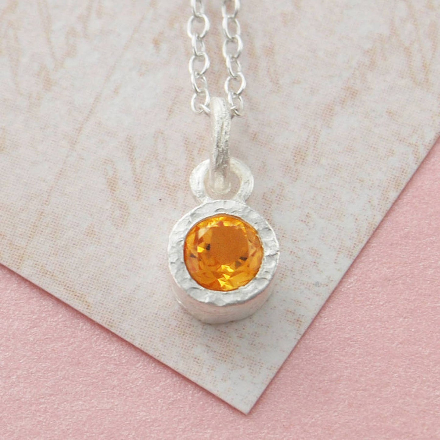 Citrine Sterling Silver November Birthstone Pendant Necklace