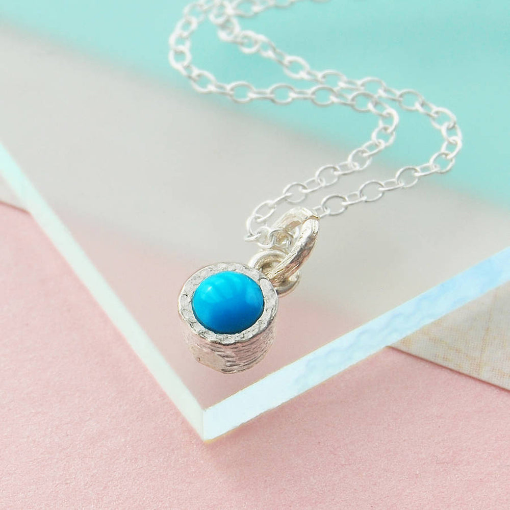 Turquoise Sterling Silver December Birthstone Pendant Necklace