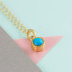 Turquoise Gold Plated Silver December Birthstone Pendant Necklace