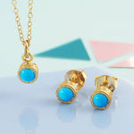 Turquoise Gold Plated  Silver December Birthstone Jewellery Set