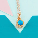 Turquoise Rose Gold Plated Silver December Birthstone Pendant Necklace