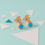 Turquoise Rose Gold Plated Silver December Birthstone Stud Earrings