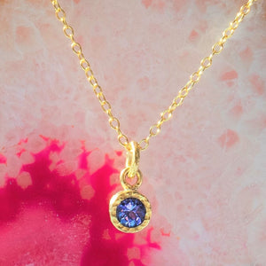 Tanzanite Gold plated Silver December Birthstone Pendant Necklace
