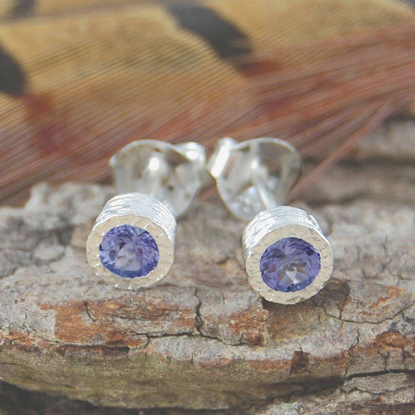 Tanzanite Sterling Silver December Birthstone Stud Earrings