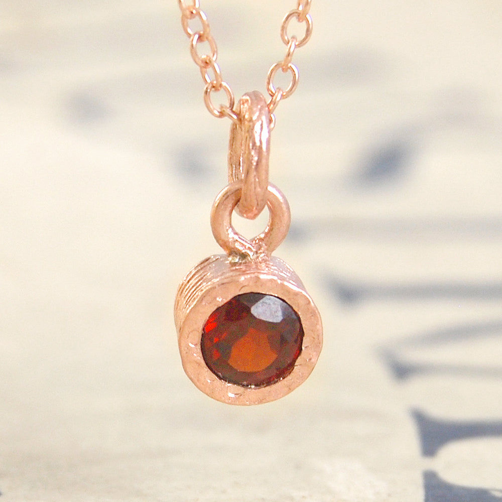 Garnet January Birthstone Rose Gold plated Silver Pendant Necklace