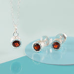 Garnet Sterling Silver January Birthstone Pendant Necklace