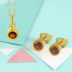 Garnet 18kt Gold plated Silver January Birthstone Jewellery Set