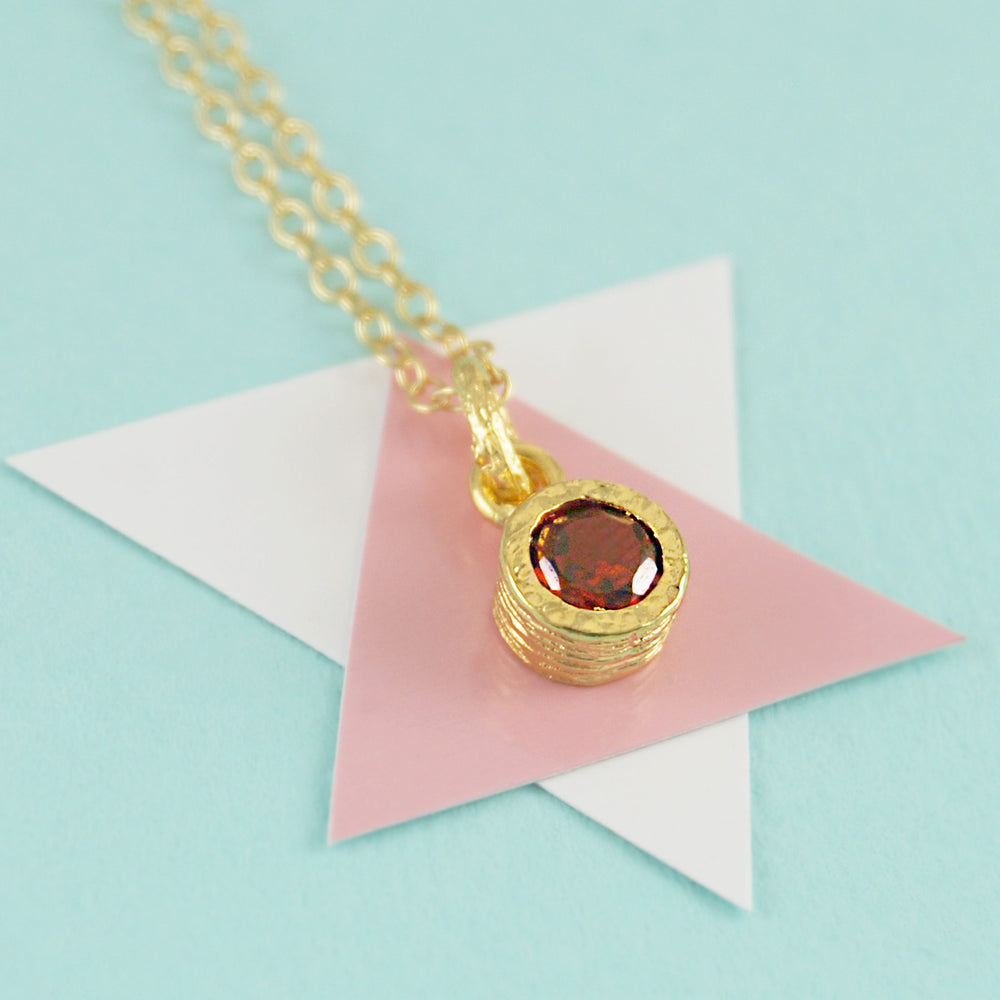 Garnet January Birthstone Gold plated Silver Pendant Necklace