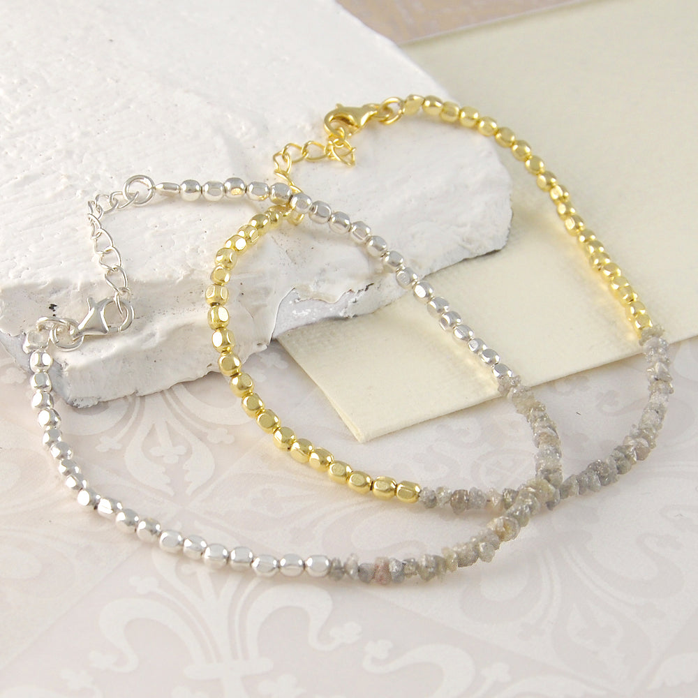 Diamond April Birthstone Sterling Silver Bracelet
