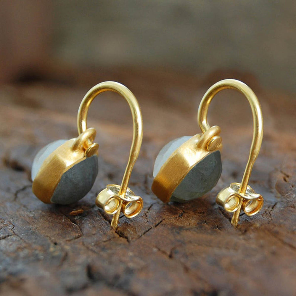 Double Sided Labradorite and Moonstone Sterling Silver Earrings