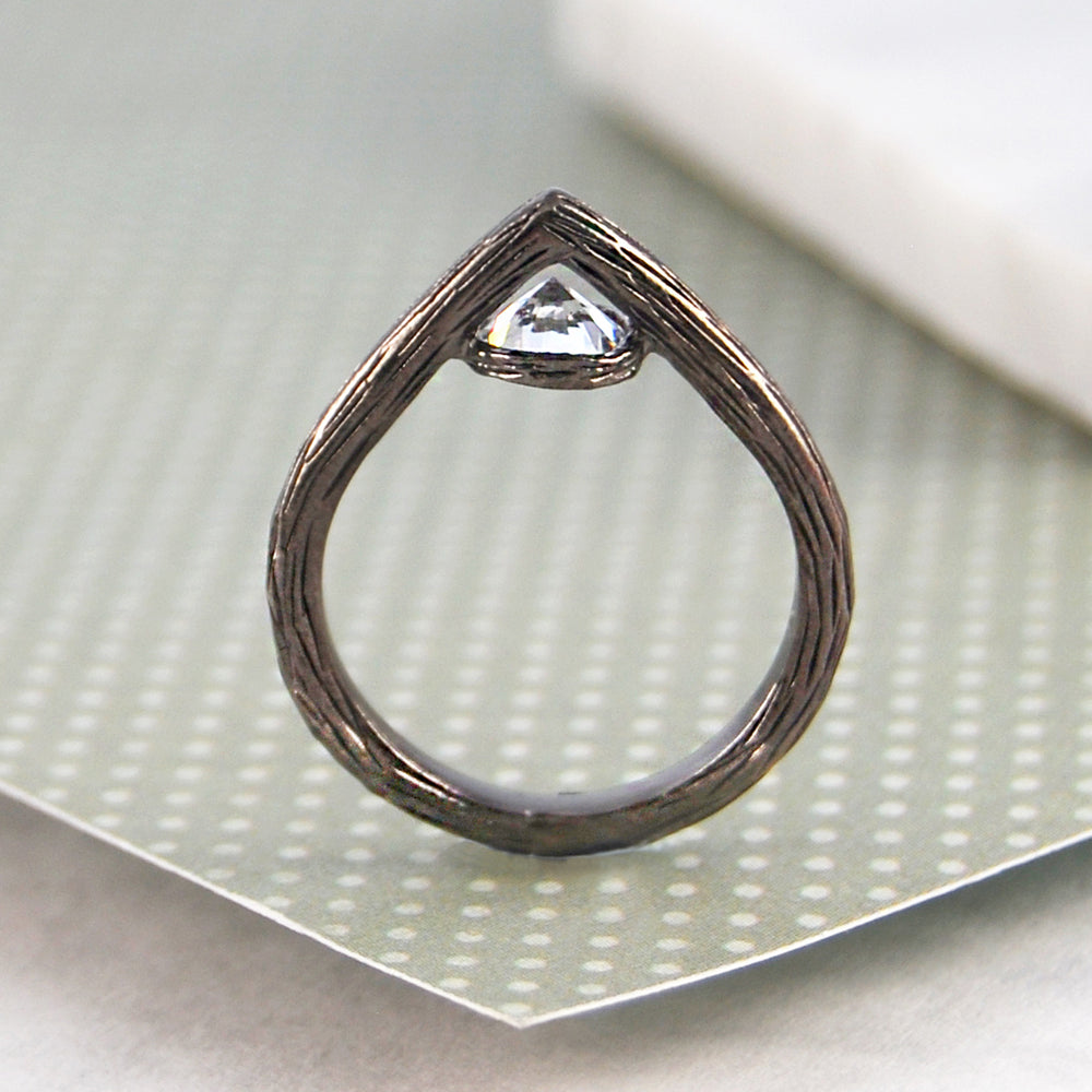 Geometric Topaz Birthstone Gold And Silver Ring