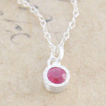 Ruby July Birthstone Silver Pendant Necklace