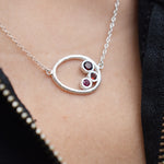 Sterling Silver Garnet And Ruby Oval Necklace