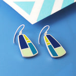 Geometric Sterling Silver Art Deco Enamel Earrings