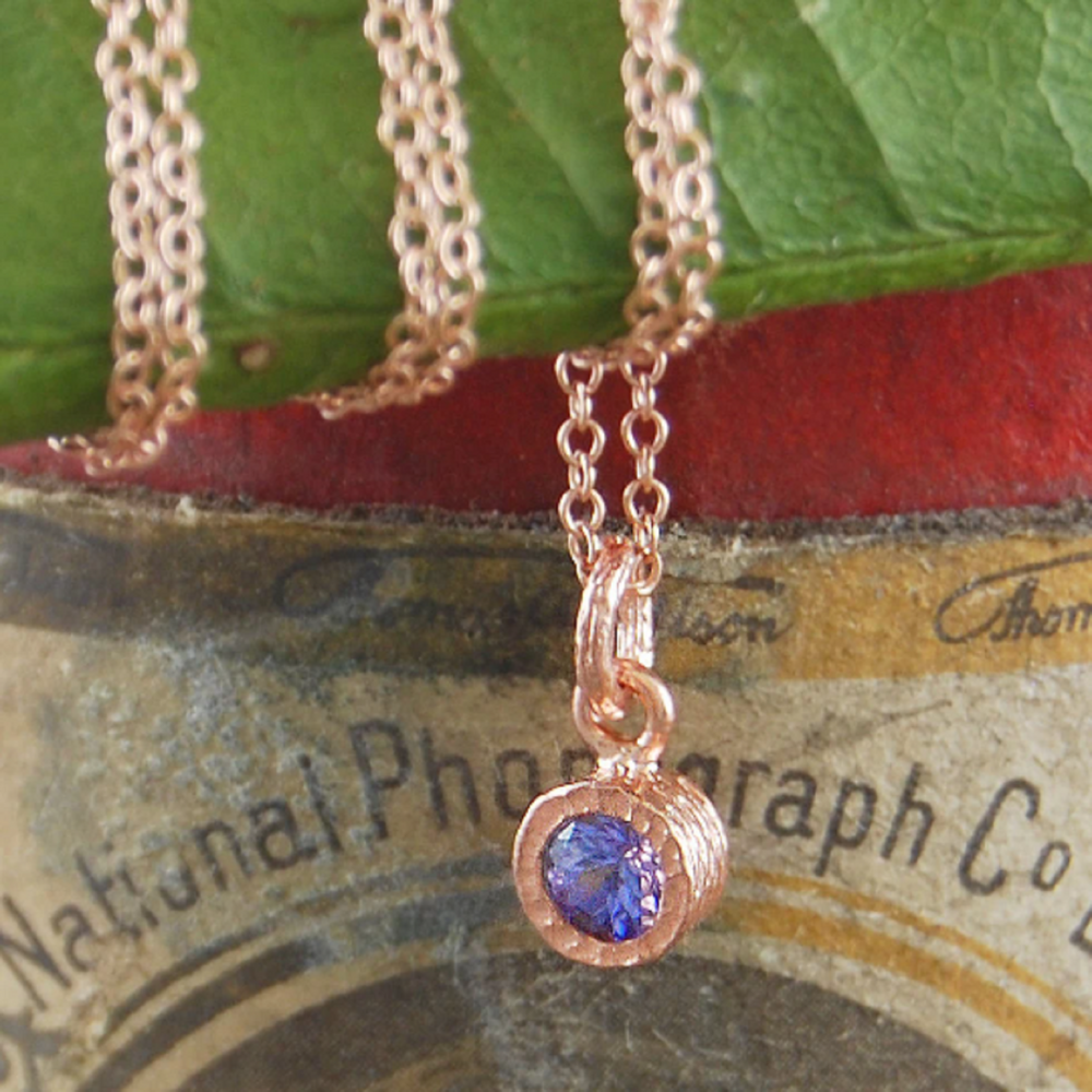 Tanzanite Rose Gold plated Silver December Birthstone Pendant Necklace