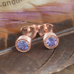 Tanzanite Rose Gold plated Silver December Birthstone Stud Earrings