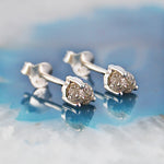 Tiny Silver Raw Diamond Birthstone Stud Earrings