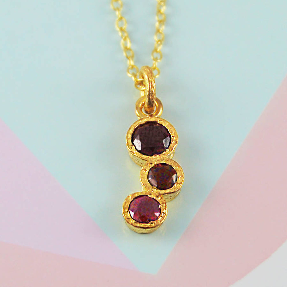 Garnet and Pink Ruby Sterling Silver January Birthstone Necklace