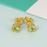 Peridot Gold plated Silver August Birthstone Stud Earrings