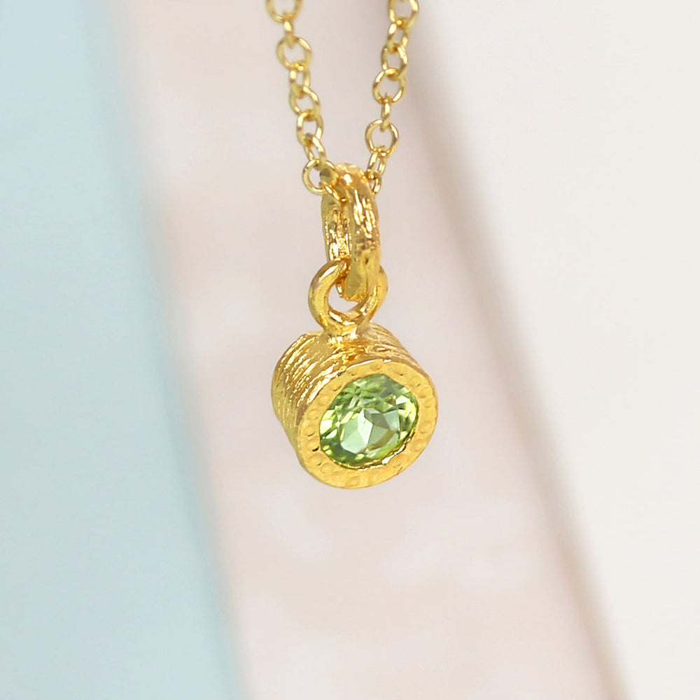 Peridot Gold plated Silver August Birthstone Pendant Necklace
