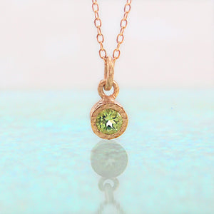 Peridot Rose Gold plated Silver August Birthstone Pendant Necklace