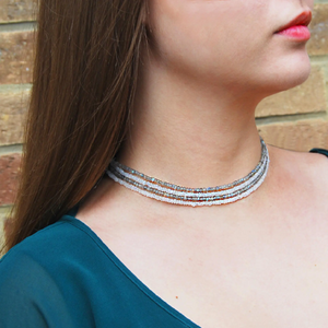 Long Labradorite And Moonstone Gemstone Beaded Necklace