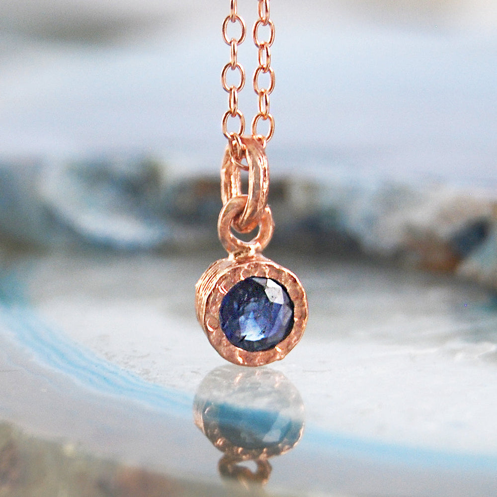 Sapphire September Birthstone Rose Gold plated Silver Necklace