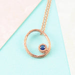 Sapphire September Birthstone Rose Gold plated Silver Oval Necklace