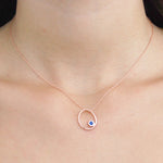 Sapphire September Birthstone Rose Gold Plated Sterling Silver Oval Necklace