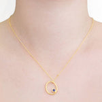 Sapphire September Birthstone Gold Plated Sterling Silver Oval Necklace