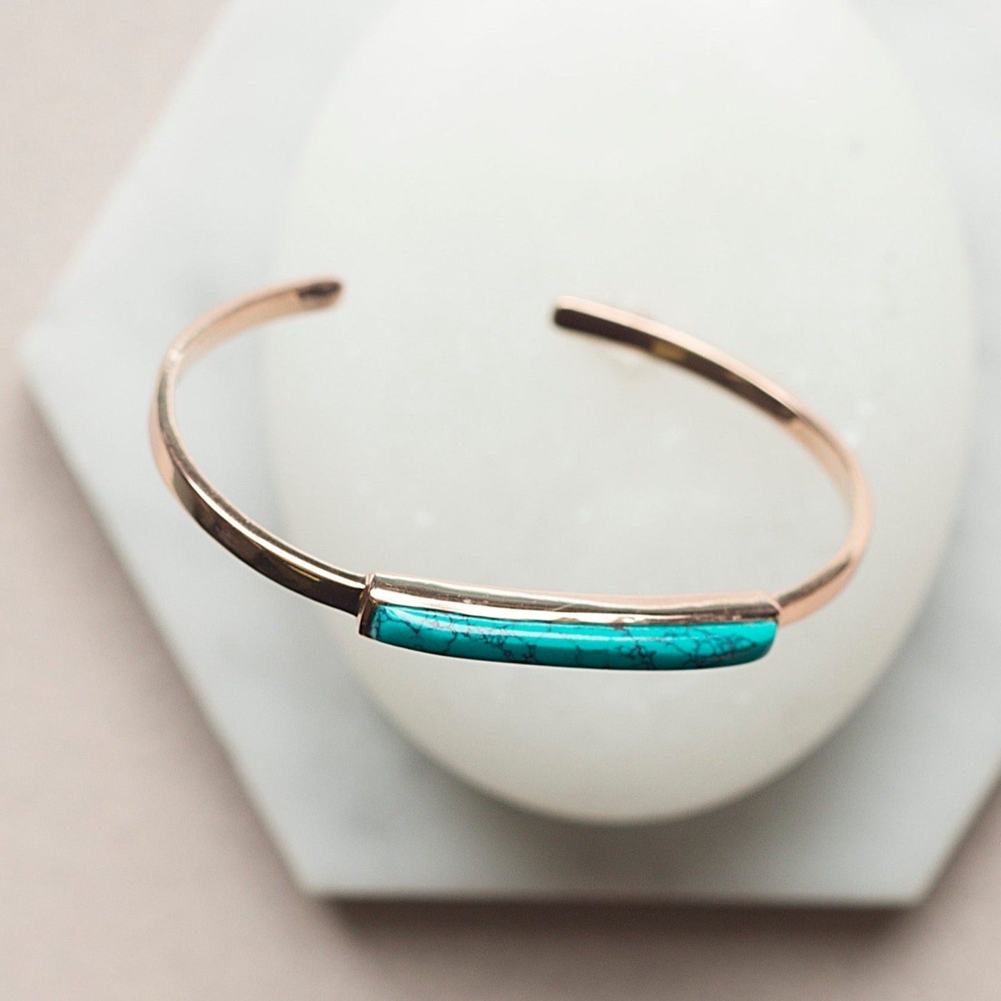 Turquoise December Birthstone Rose Gold plated Silver Bangle