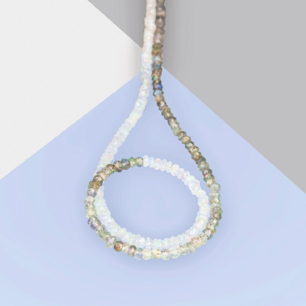 Long Labradorite And Moonstone Gemstone Beaded Necklace