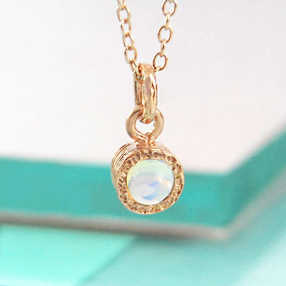 Opal October Birthstone Rose Gold plated Silver Pendant Necklace