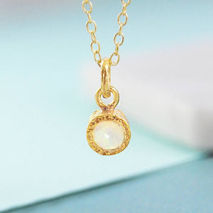 Opal October Birthstone Gold plated Silver Necklace
