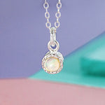 Opal October Birthstone Sterling Silver Necklace