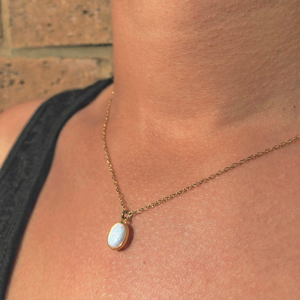 Welo Opal Gold plated Silver October Birthstone Necklace