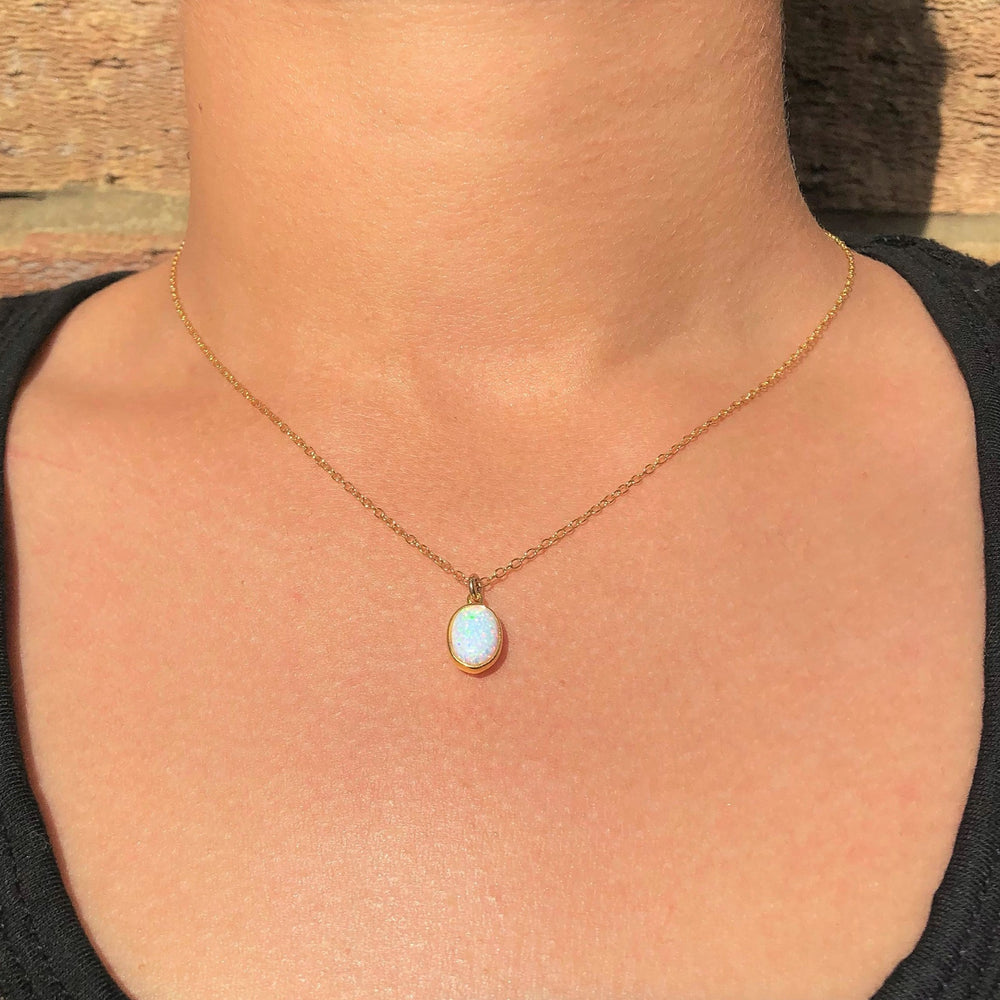 Welo Opal Rose Gold plated Silver October Birthstone Pendant Necklace
