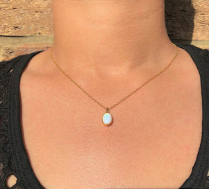 Welo Opal Rose Gold plated Silver October Birthstone Necklace