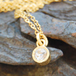 White Topaz Gold plated  Silver November Birthstone Pendant Necklace