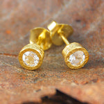 White Topaz Gold plated Silver November Birthstone Stud Earrings